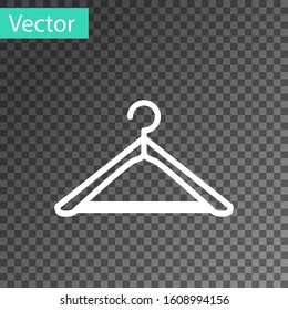 White line Hanger wardrobe icon isolated on transparent background. Cloakroom icon. Clothes service symbol. Laundry hanger sign.  Vector Illustration