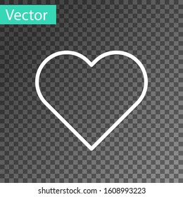 White line Heart icon isolated on transparent background. Romantic symbol linked, join, passion and wedding. Valentine day symbol.  Vector Illustration