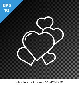 White line Heart icon isolated on transparent dark background. Romantic symbol linked, join, passion and wedding. Valentine day symbol.  Vector Illustration