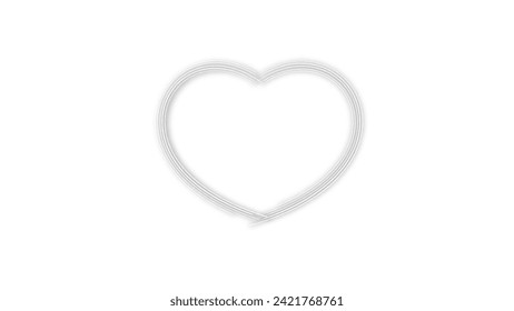 white line heart shape valentines day festival. on the blank background