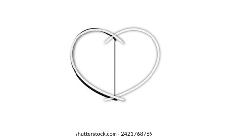 white line heart shape valentines day festival. on the blank background