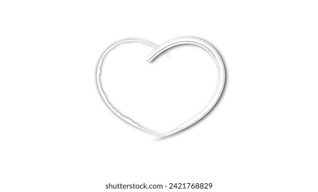 white line heart shape valentines day festival. on the blank background