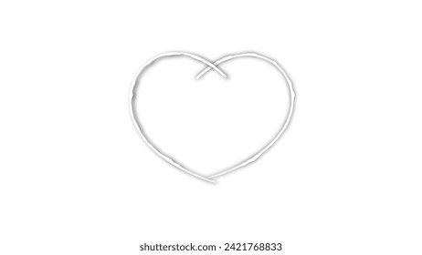 white line heart shape valentines day festival. on the blank background