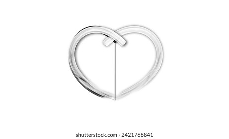 white line heart shape valentines day festival. on the blank background
