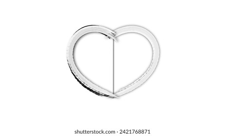 festival del día de San Valentín con forma de corazón de línea blanca. en el fondo en blanco