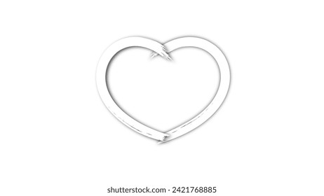 white line heart shape valentines day festival. on the blank background