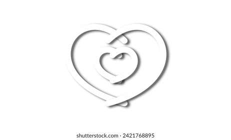 white line heart shape valentines day festival. on the blank background