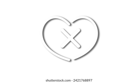 white line heart shape valentines day festival. on the blank background