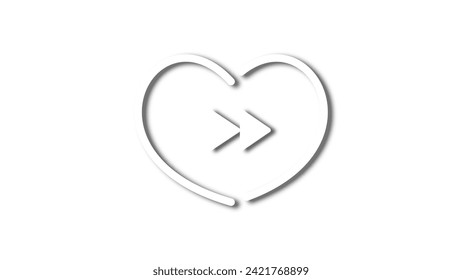 white line heart shape valentines day festival. on the blank background