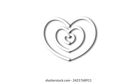 white line heart shape valentines day festival. on the blank background