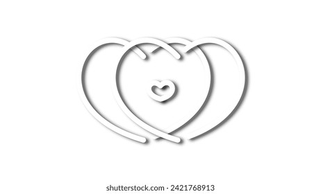 white line heart shape valentines day festival. on the blank background