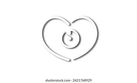 white line heart shape valentines day festival. on the blank background