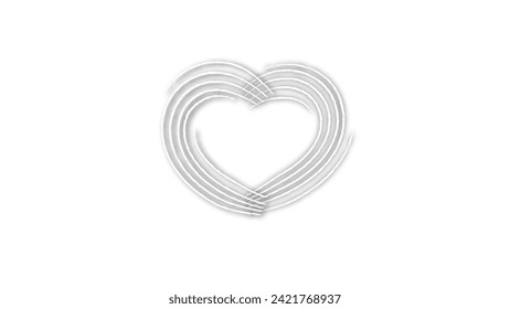 white line heart shape valentines day festival. on the blank background