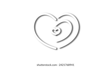 white line heart shape valentines day festival. on the blank background