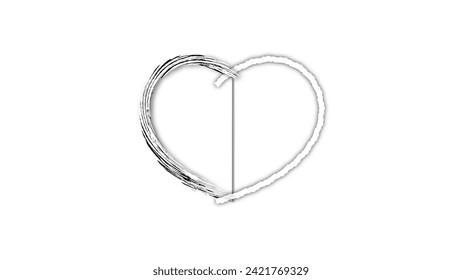 white line heart shape valentines day festival. on the blank background