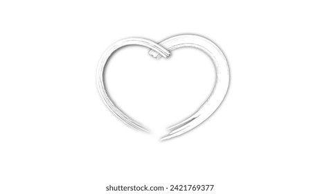 white line heart shape valentines day festival. on the blank background