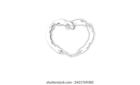 white line heart shape valentines day festival. on the blank background