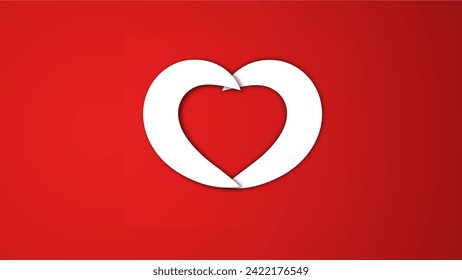 festival del día de San Valentín con forma de corazón de línea blanca. en el fondo rojo.