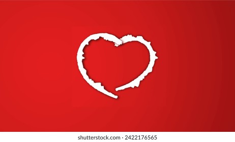 Festival der weißen Linie Herz-Form Valentinstag. auf rotem Hintergrund.