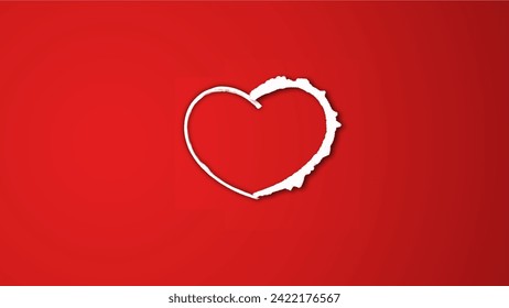 white line heart shape valentines day festival. on the red background.