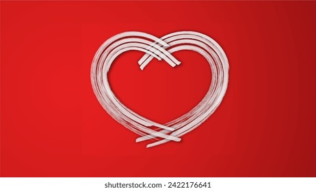 white line heart shape valentines day festival. on the red background.