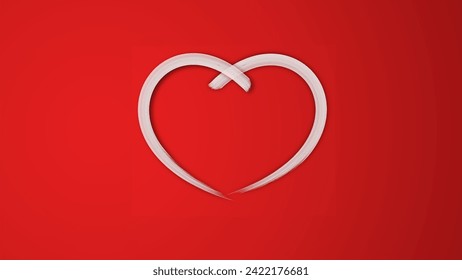 white line heart shape valentines day festival. on the red background.
