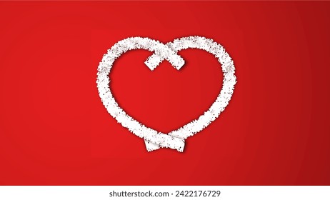 white line heart shape valentines day festival. on the red background.