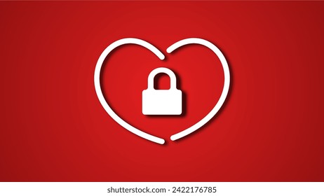 white line heart shape valentines day festival. on the red background.