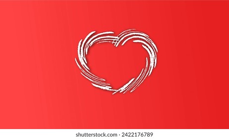 festival del día de San Valentín con forma de corazón de línea blanca. en el fondo rojo.