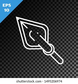 White line Hipster arrow tip icon isolated on transparent dark background.  Vector Illustration
