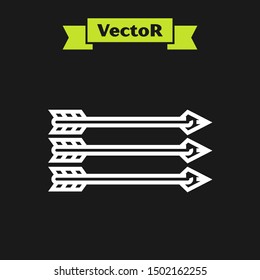 White line Hipster arrows icon isolated on black background.  Vector Illustration