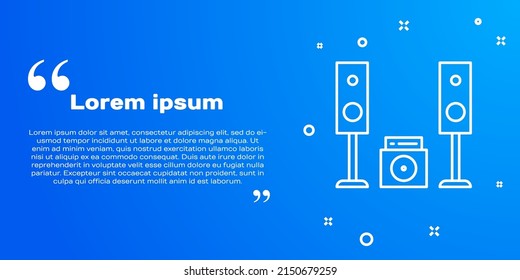 White line Home stereo with two speaker s icon isolated on blue background. Music system.  Vector Illustration