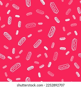 White line Homemade pie icon isolated seamless pattern on red background.  Vector