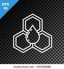 White line Honeycomb icon isolated on transparent dark background. Honey cells symbol. Sweet natural food.  Vector Illustration