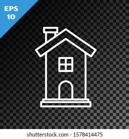 White line House icon isolated on transparent dark background. Home symbol.  Vector Illustration