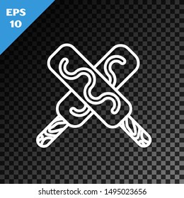 White line Ice cream icon isolated on transparent dark background. Sweet symbol.  Vector Illustration