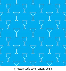 white line icon glass pattern on blue  background