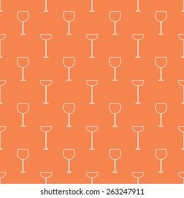 white line icon glass pattern on orange background