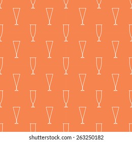 white line icon glass pattern on orange background