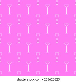 white line icon glass  pattern on pink  background