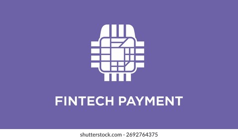 Um ícone de linha branca que representa um microchip EMV seguro para sistemas de pagamento fintech. Este gráfico simboliza transações bancárias digitais e financeiras eletrônicas modernas.