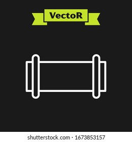 White line Industry metallic pipe icon isolated on black background.  Vector Illustration