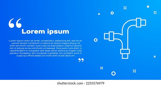 White line Industry metallic pipe icon isolated on blue background. Plumbing pipeline parts of different shapes.  Vector