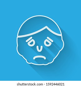 White line Inflammation on face icon isolated with long shadow.  Vector Illustration