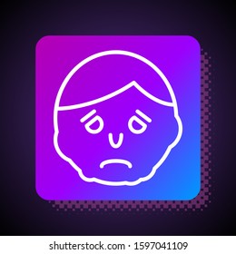White line Inflammation on face icon isolated on black background. Square color button. Vector Illustration