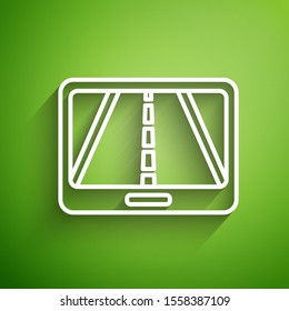 White line Infographic of city map navigation icon isolated on green background. Mobile App Interface concept design. Geolacation concept.  Vector Illustration