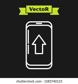 White line Infographic of city map navigation icon isolated on black background. Mobile App Interface concept design. Geolacation concept.  Vector Illustration