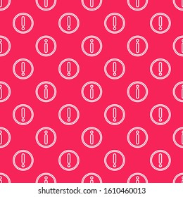 White line Information icon isolated seamless pattern on red background.  Vector Illustration
