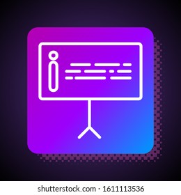 White line Information icon isolated on black background. Square color button. Vector Illustration