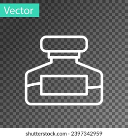White line Ink bottle icon isolated on transparent background. Calligraphy supplies for fountain pen.  Vector